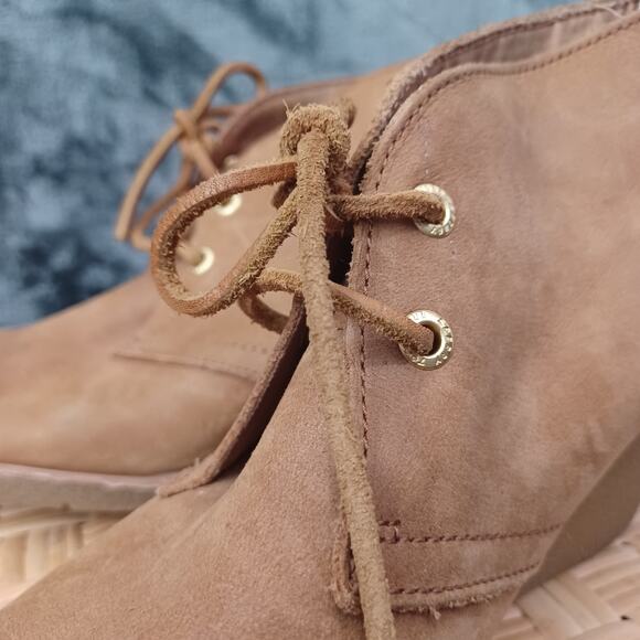 Sperry Harlow Burnished  Leather Wedge Platform Booties in Cognac 6.5 M - Picture 4 of 8